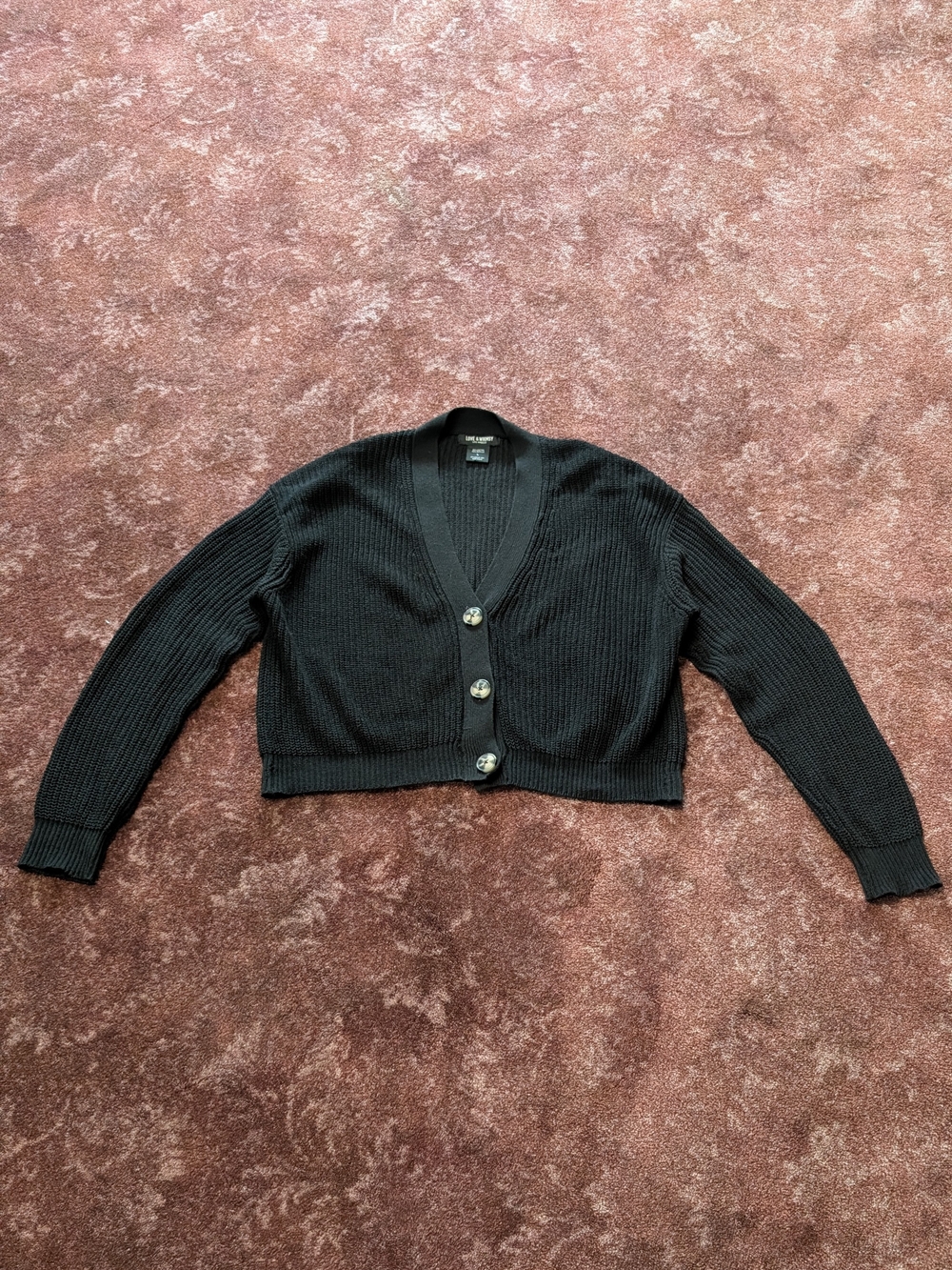 Love & Whimsy Black V-Neck Button Sweater Cardigan Size L